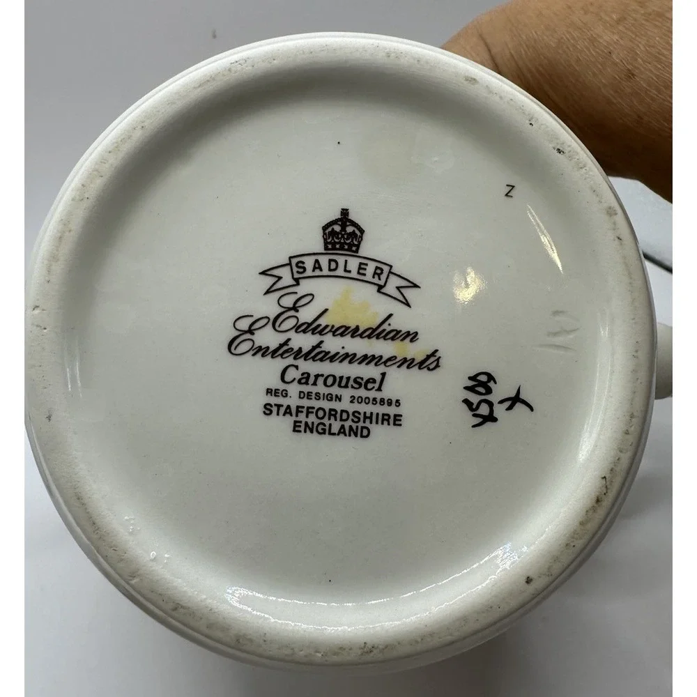 Sadler England Porcelain Carousel 2 Cup Teapot Tivoli Edwardian Entertainments